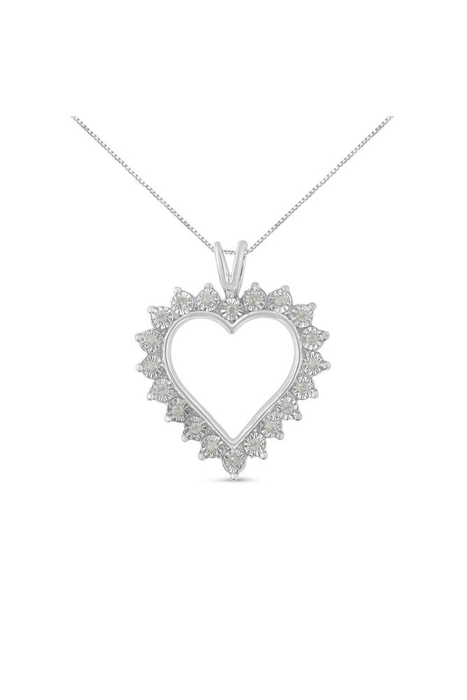 1/4 Cttw Miracle Set Diamond Open Heart Necklace